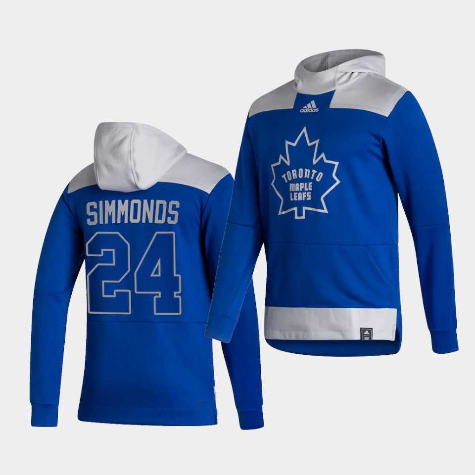 Men Toronto Maple Leafs 24 Simmonds Blue NHL 2021 Adidas Pullover Hoodie Jersey